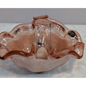 Vintage Murano Glass White Cristal Candy Bowl made in Italy